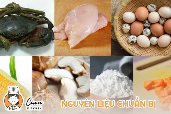 Nguyên liệu chuẩn bị cho món súp bắp cua thơm ngon