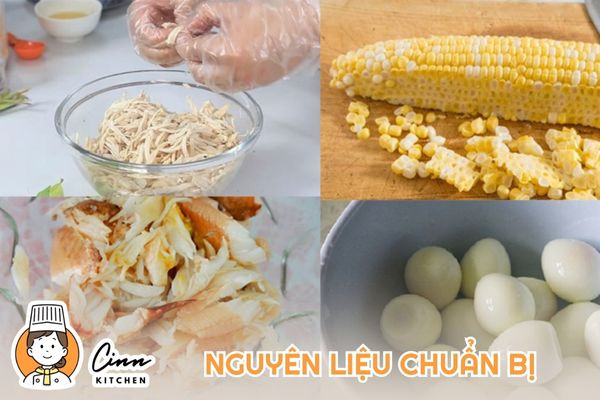 Nguyên liệu cho món súp cua thơm ngon với thịt cua tươi