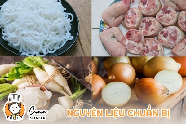 Nguyên liệu cần chuẩn bị cho món bánh canh Trảng Bàng