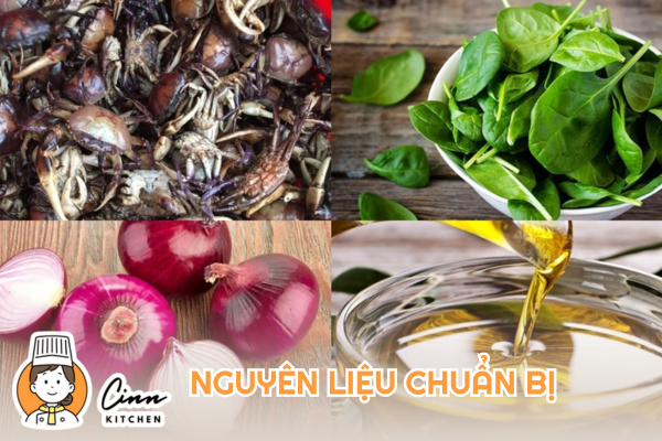 Nguyên liệu cần chuẩn bị cho món canh cua mồng tơi